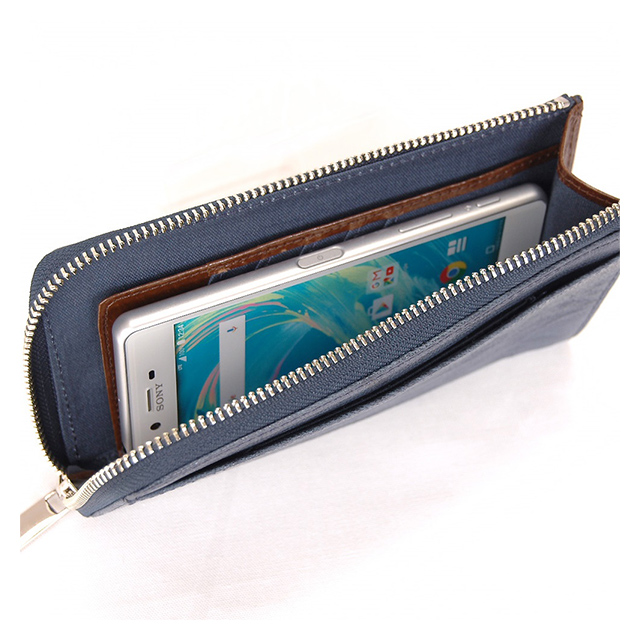 スマホが入る長財布 １万円札ジャストサイズ ネイビー Plog Iphoneケースは Unicase