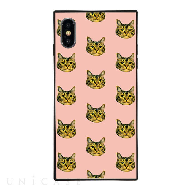 【iPhoneXS Max ケース】anniv. スクエア型 ガラスケース (Cat Pattern)