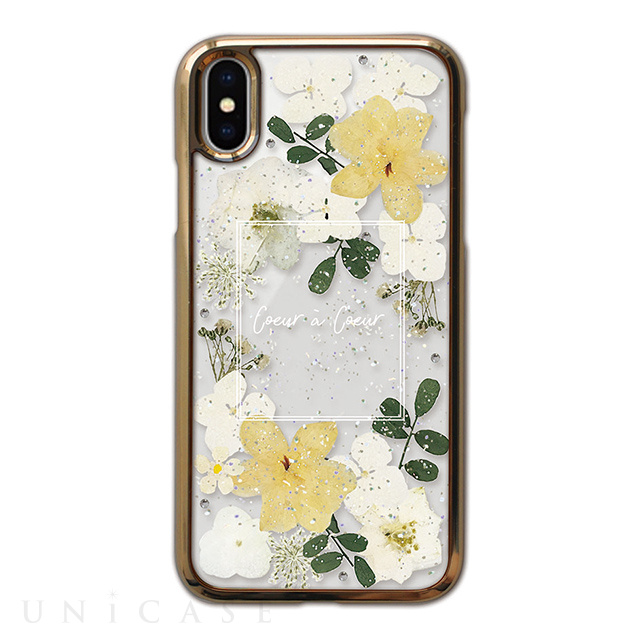 【iPhoneXS/X ケース】Pressed flower case (White tone)