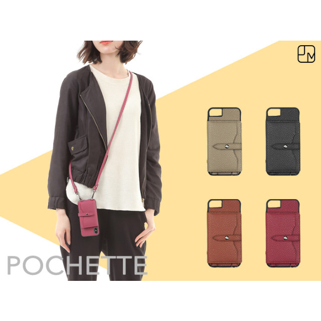 【iPhoneSE(第3/2世代)/8/7/6s/6 ケース】POCHETTE ネックストラップケース (RoseRed)サブ画像