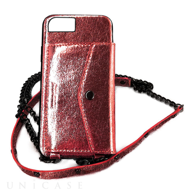 Iphonese 第3 2世代 8 7 6s 6 ケース Pochette ネックストラップケース Glitter Red Just Must Iphoneケースは Unicase