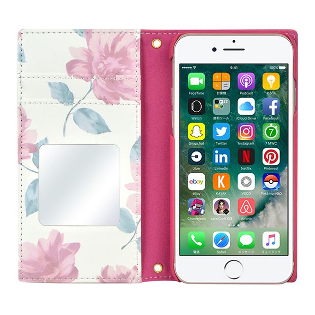 【iPhoneSE(第3/2世代)/8/7/6s/6 ケース】rienda 手帳ケース (スクエア/Lace Flower/ピンク)サブ画像