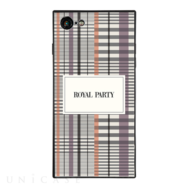 【iPhone8/7 ケース】ROYAL PARTY スクエア型 ガラスケース (Original Check_ORANGE)