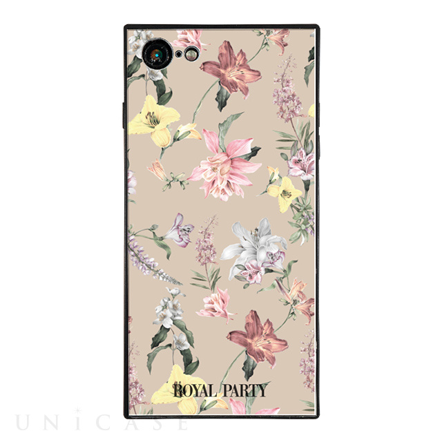 【iPhone8/7 ケース】ROYAL PARTY スクエア型 ガラスケース (And The Flower_Beig)