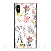 【iPhoneXS/X ケース】ROYAL PARTY スクエア型 ガラスケース (And The Flower_White)