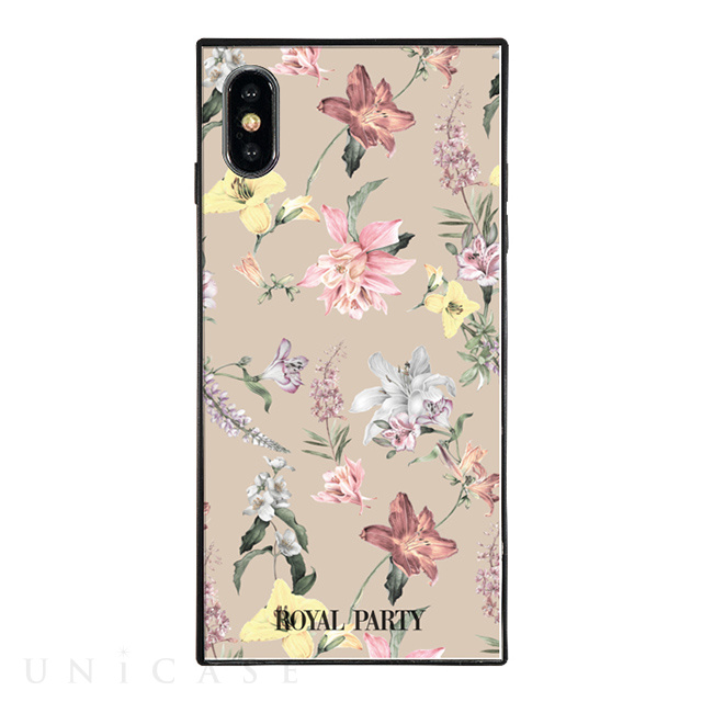【iPhoneXS/X ケース】ROYAL PARTY スクエア型 ガラスケース (And The Flower_Beig)