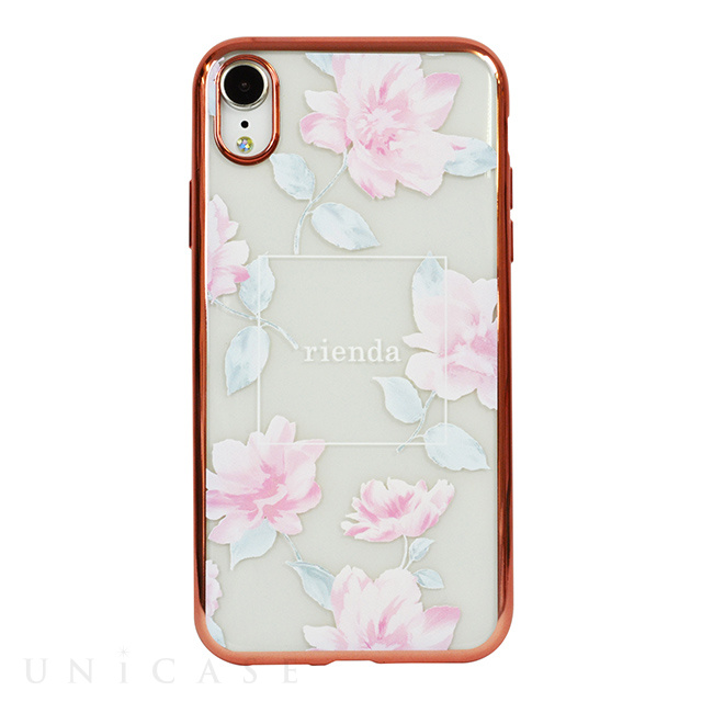 【iPhoneXR ケース】rienda メッキクリアケース (Lace Flower/ピンク)