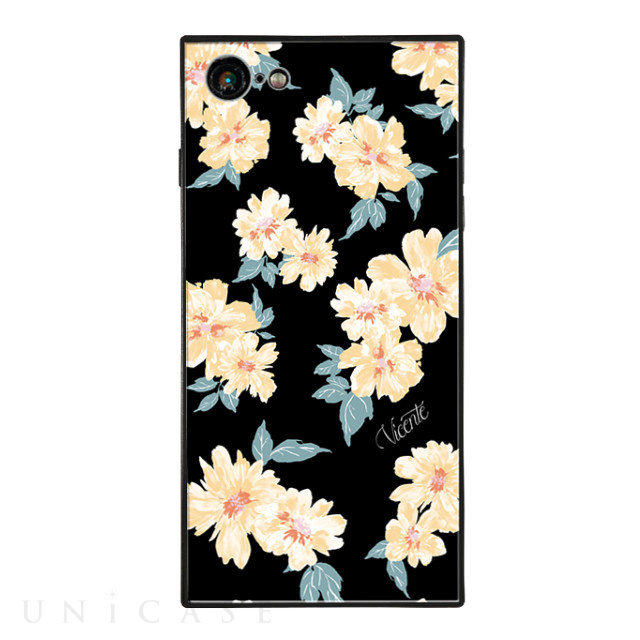 【iPhone8/7 ケース】Vicente スクエア型 ガラスケース (Daisy Black)