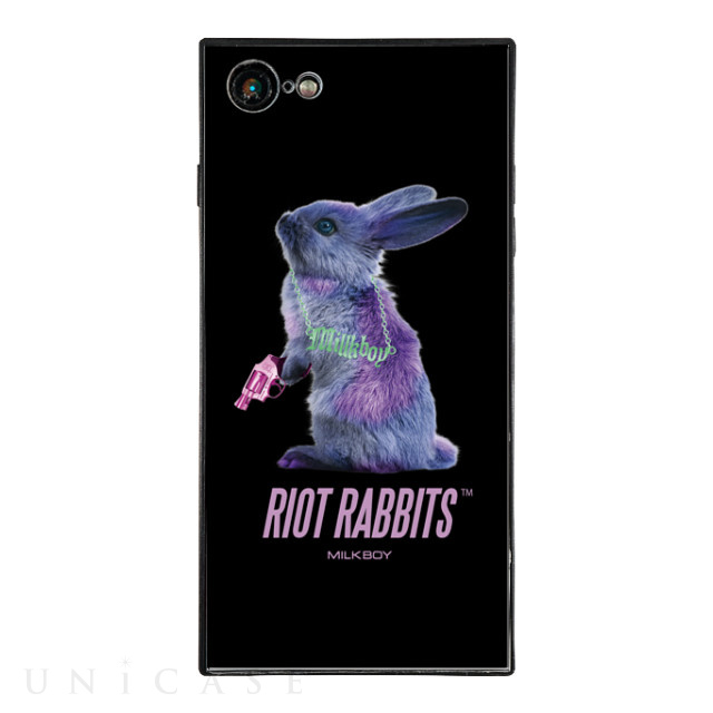 【iPhone8/7 ケース】MILKBOY スクエア型 ガラスケース (Riot Rabbits BLK)