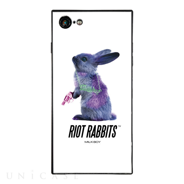 【iPhone8/7 ケース】MILKBOY スクエア型 ガラスケース (Riot Rabbits WHT)