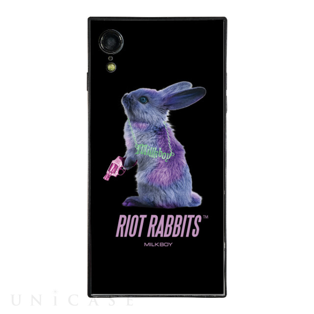 【iPhoneXR ケース】MILKBOY スクエア型 ガラスケース (Riot Rabbits BLK)