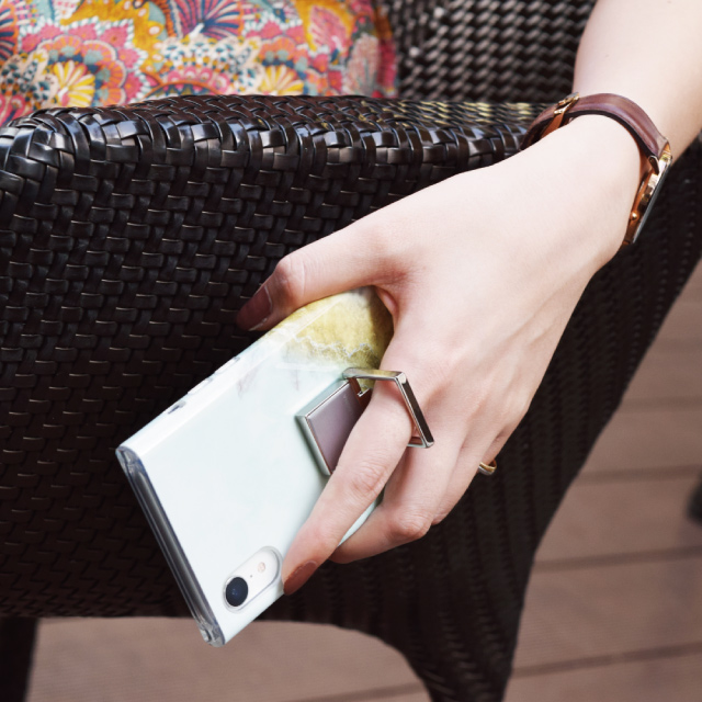 Square Smart Phone Ring (Gold Black)