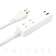 USBポート搭載 AC電源タップ (AC×2/USB-A×1/USB-C×1) (ホワイト)