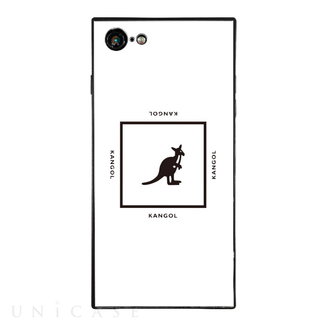 【iPhone8/7 ケース】KANGOL スクエア型 ガラスケース [KANGOL SQUARE(WHT)]