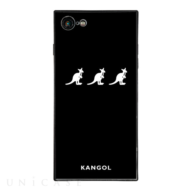 【iPhone8/7 ケース】KANGOL スクエア型 ガラスケース [KANGOL TRIPLE(BLK)]