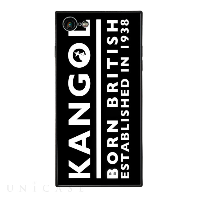【iPhone8/7 ケース】KANGOL スクエア型 ガラスケース [KANGOL BORN(BLK)]
