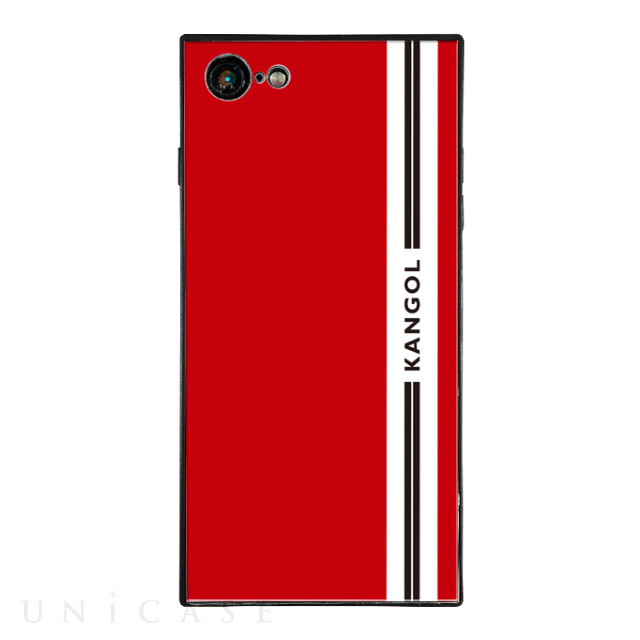 【iPhone8/7 ケース】KANGOL スクエア型 ガラスケース [KANGOL LINE(RED)]