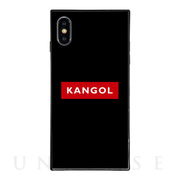 【iPhoneXS/X ケース】KANGOL スクエア型 ガラスケース [KANGOL BOX(RED)]