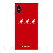【iPhoneXS/X ケース】KANGOL スクエア型 ガラスケース [KANGOL TRIPLE(RED)]