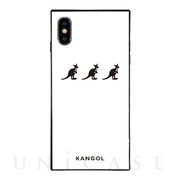 【iPhoneXS/X ケース】KANGOL スクエア型 ガラスケース [KANGOL TRIPLE(WHT)]