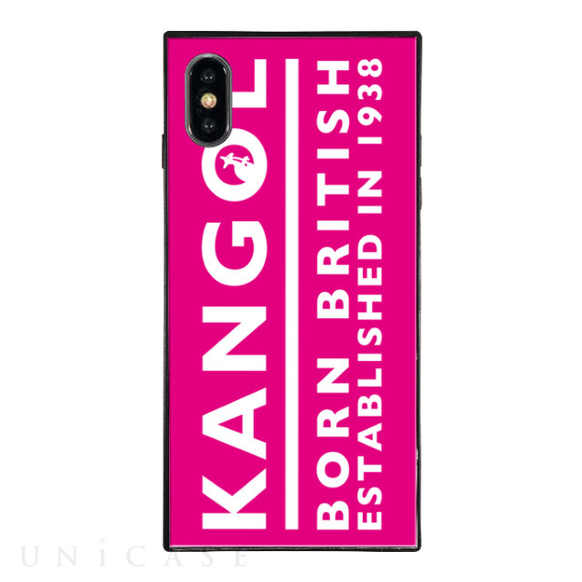 【iPhoneXS/X ケース】KANGOL スクエア型 ガラスケース [KANGOL BORN(PNK)]