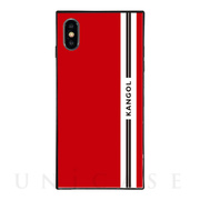 【iPhoneXS/X ケース】KANGOL スクエア型 ガラスケース [KANGOL LINE(RED)]