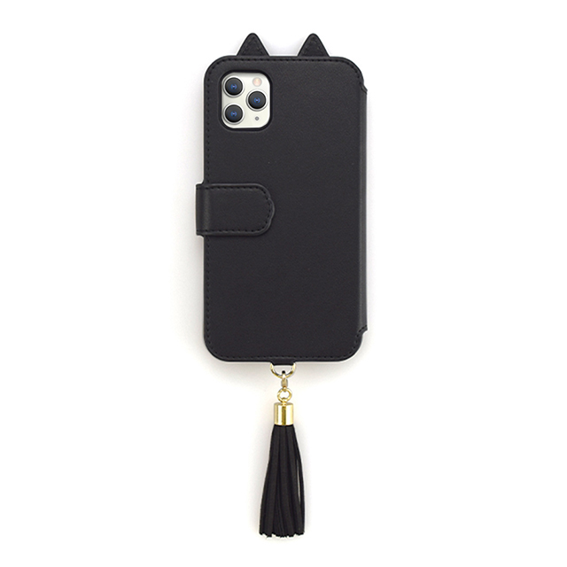 【iPhone11 Pro ケース】Tassel Tail Cat Flip Case for iPhone11 Pro (black)