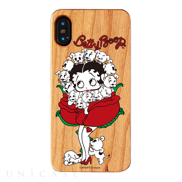 【iPhoneXS/X ケース】yanagida masami × Betty Boop ウッドケース (薔薇リズムに吐息が漏れる魅惑のベティー)