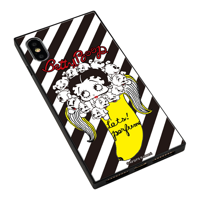 【iPhoneXS/X ケース】yanagida masami × Betty Boop スクエア型 ガラスケース (パヒューム日和に囁く気まぐれベティー Stripe)サブ画像