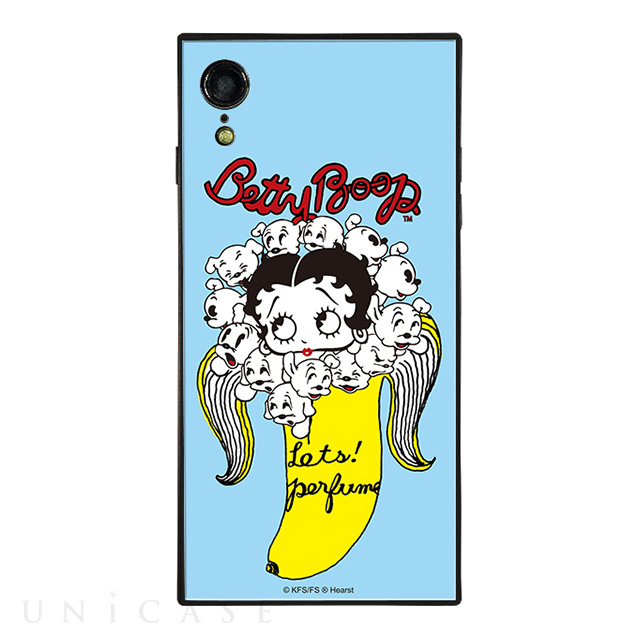 【iPhoneXR ケース】yanagida masami × Betty Boop スクエア型 ガラスケース (パヒューム日和に囁く気まぐれベティー)