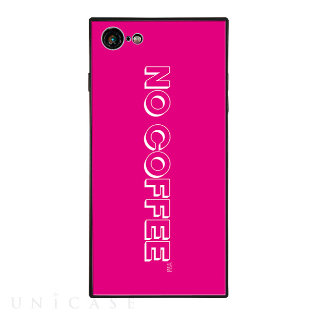【iPhone8/7 ケース】NO COFFEE スクエア型 ガラスケース (NC LOGO Pink White)