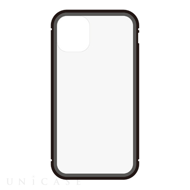 【iPhone11 Pro ケース】背面繊維ガラス×アルミバンパーケース (Black)
