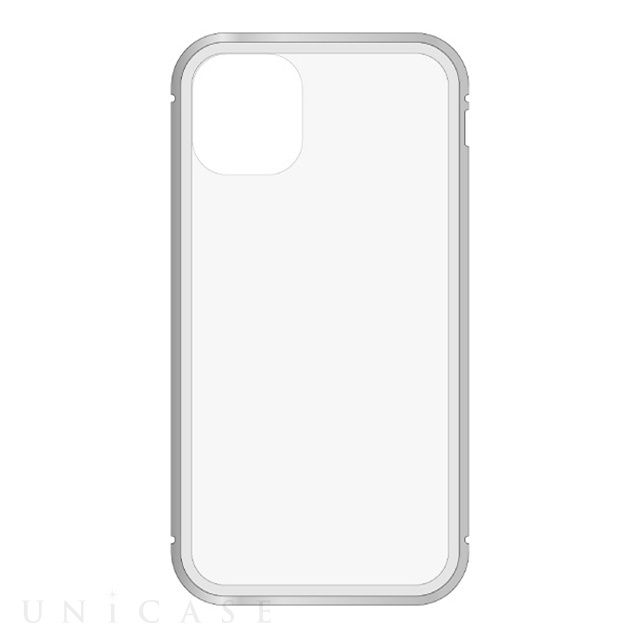 【iPhone11 Pro ケース】背面繊維ガラス×アルミバンパーケース (Silver)