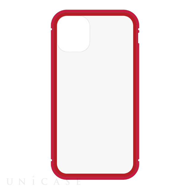 【iPhone11 Pro ケース】背面繊維ガラス×アルミバンパーケース (Red)