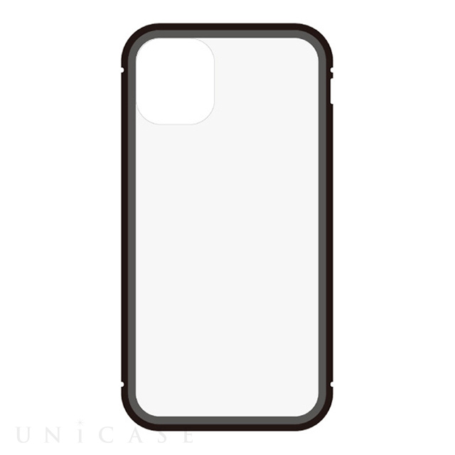 【iPhone11 ケース】背面繊維ガラス×アルミバンパーケース (Black)
