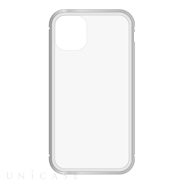 【iPhone11 ケース】背面繊維ガラス×アルミバンパーケース (Silver)