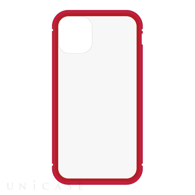 【iPhone11 ケース】背面繊維ガラス×アルミバンパーケース (Red)