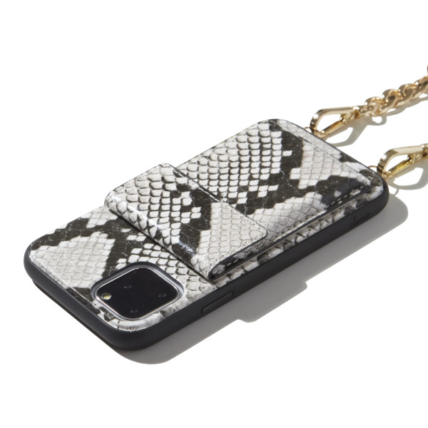 【iPhone11 Pro ケース】Crossbody Case Set Gray Python Leatherサブ画像