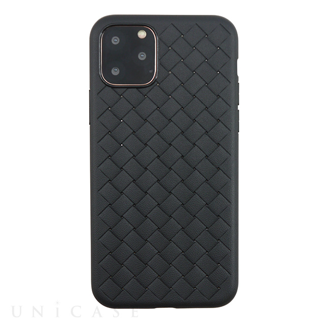 【iPhone11 Pro ケース】WEAVE TEXTURE BACK SHELL (Black)