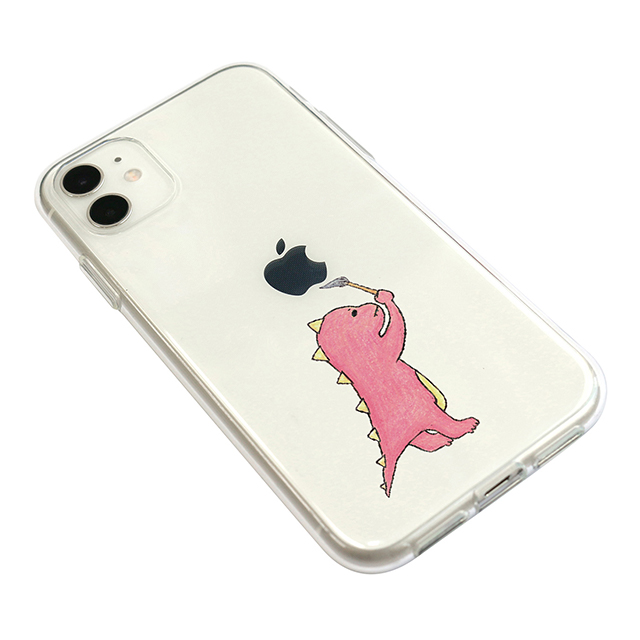 【iPhone11 ケース】ソフトクリアケース (お絵かきザウルス ピンク)goods_nameサブ画像