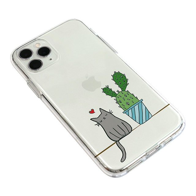 【iPhone11 Pro Max ケース】ソフトクリアケース (猫とサボテン)goods_nameサブ画像