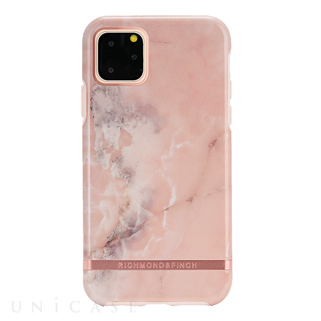 【iPhone11 Pro Max ケース】Pink Marble - Rose gold details