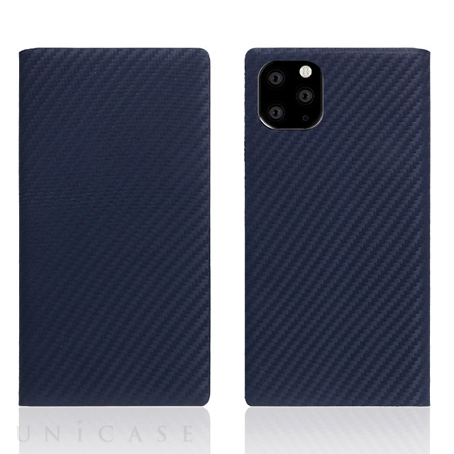 【iPhone11 Pro ケース】Carbon Leather Case (Navy)