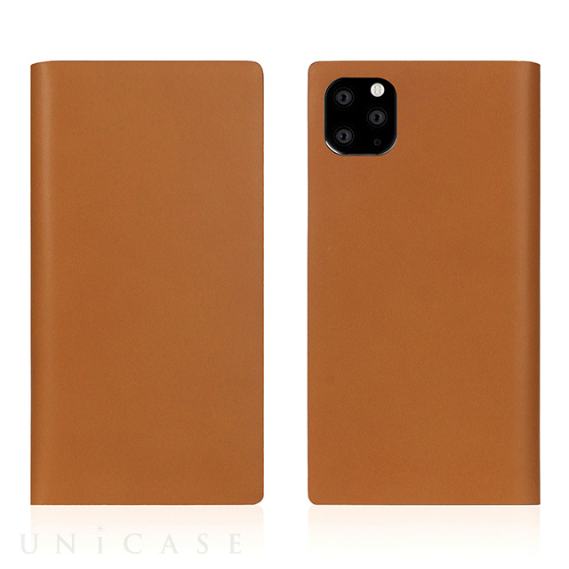 【iPhone11 Pro ケース】Calf Skin Leather Diary (Camel)