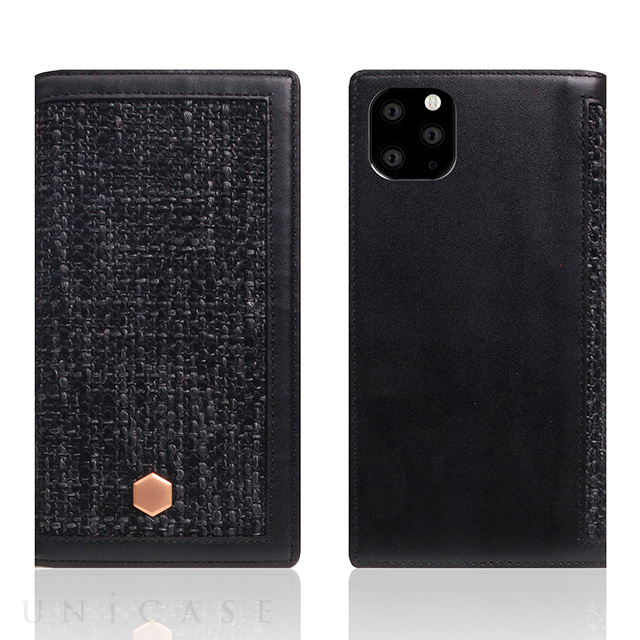 【iPhone11 Pro ケース】Edition Calf Skin Leather Diary (ブラック)