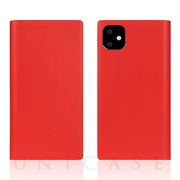【iPhone11 ケース】Calf Skin Leather Diary (Red)