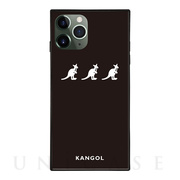 【iPhone11 Pro ケース】KANGOL スクエア型 ガラスケース [KANGOL TRIPLE(BLK)]