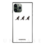 【iPhone11 Pro ケース】KANGOL スクエア型 ガラスケース [KANGOL TRIPLE(WHT)]