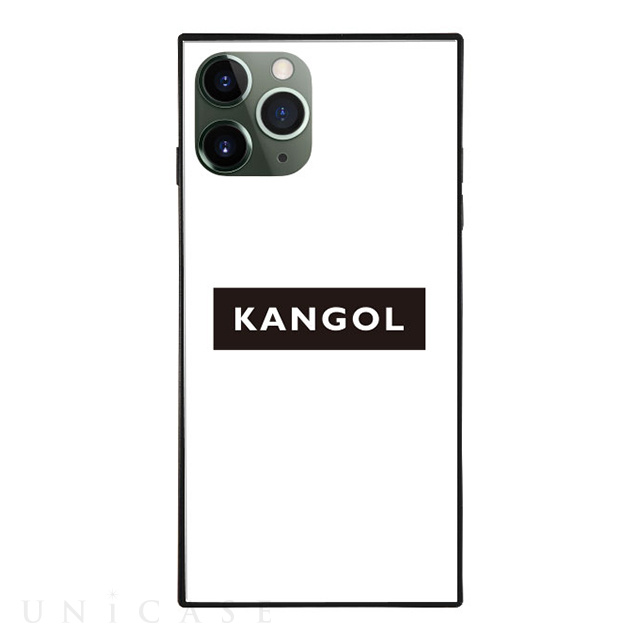 【iPhone11 Pro ケース】KANGOL スクエア型 ガラスケース [KANGOL BOX(WHT)]
