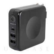 USB×2ポート AC充電器＋モバイルバッテリー 6700mAh (ブラック)